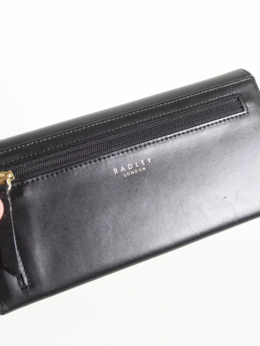 Radley London Black Leather Scottie Dog Long Wallet Checkbook Clutch Organizer